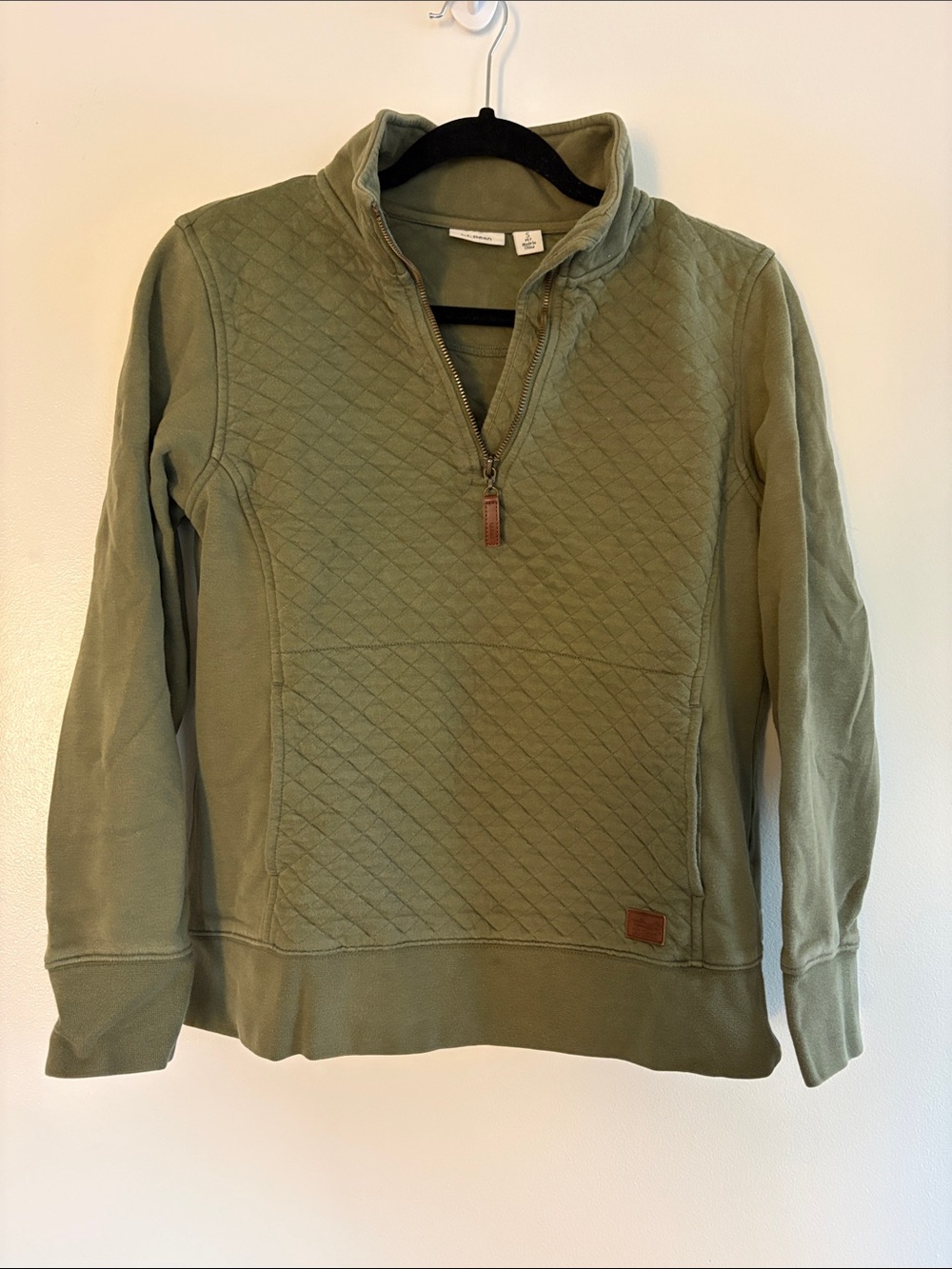 L.L. Bean Olive Quilted Half-Zip Sweatshirt